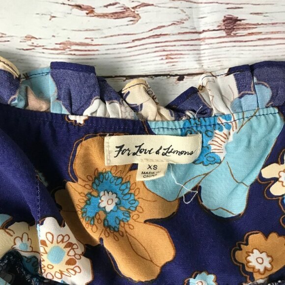 For Love & Lemons Magnolia Navy Floral Mini Dress  Size X-Small - Picture 6 of 11